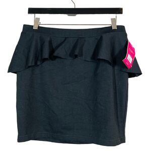 NEW! Candies Peplum Skirt Ruffle Waist Black Casual Knit - L